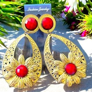 Red Gold Foil Earrings